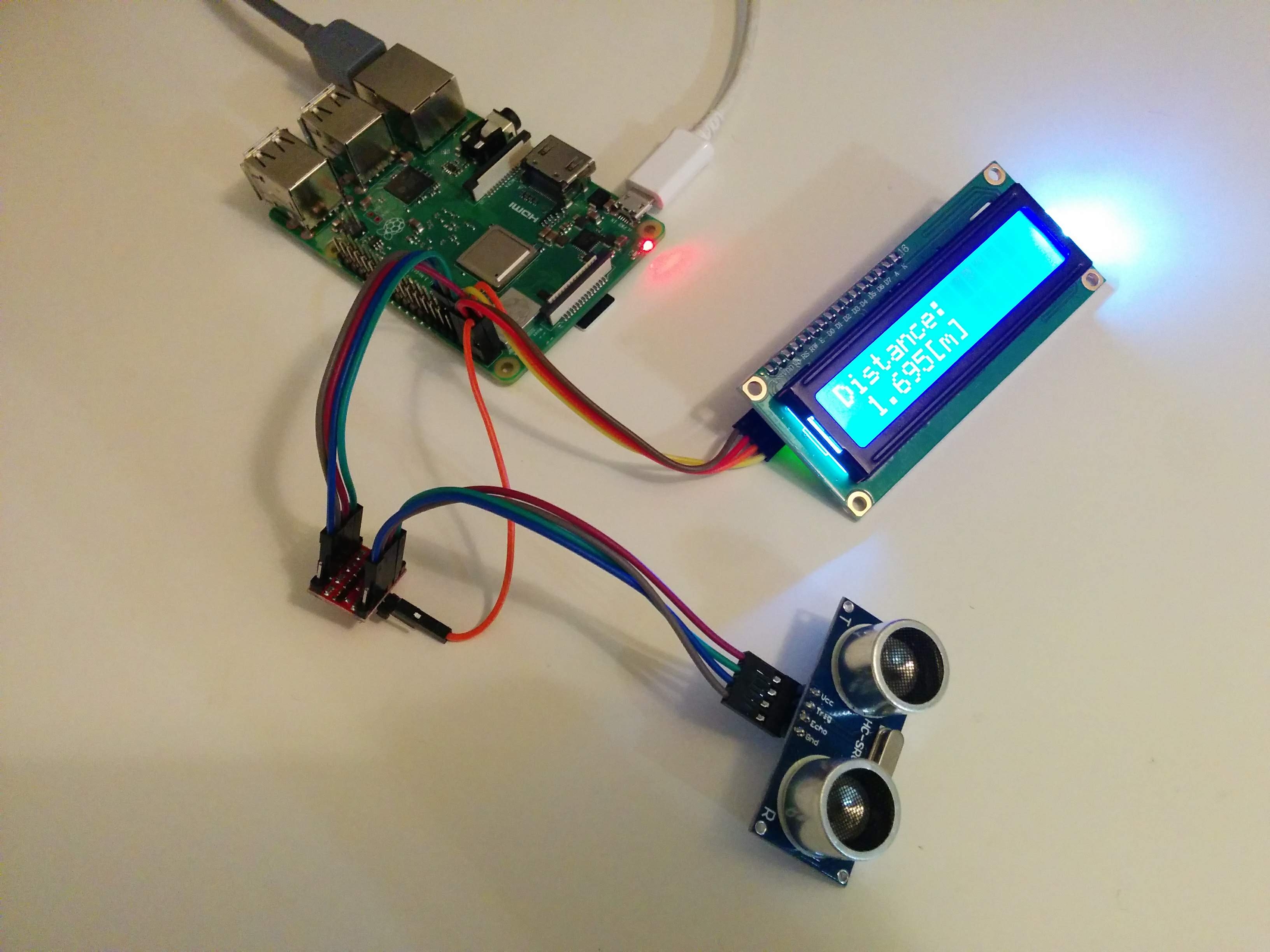 Ultrasonic Sensor with I2C LCD on Raspberry Pi